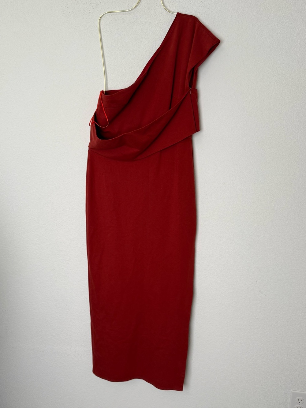 ELLIATT Red One Shoulder Draped Bodycon Midi Dress XL Cocktail